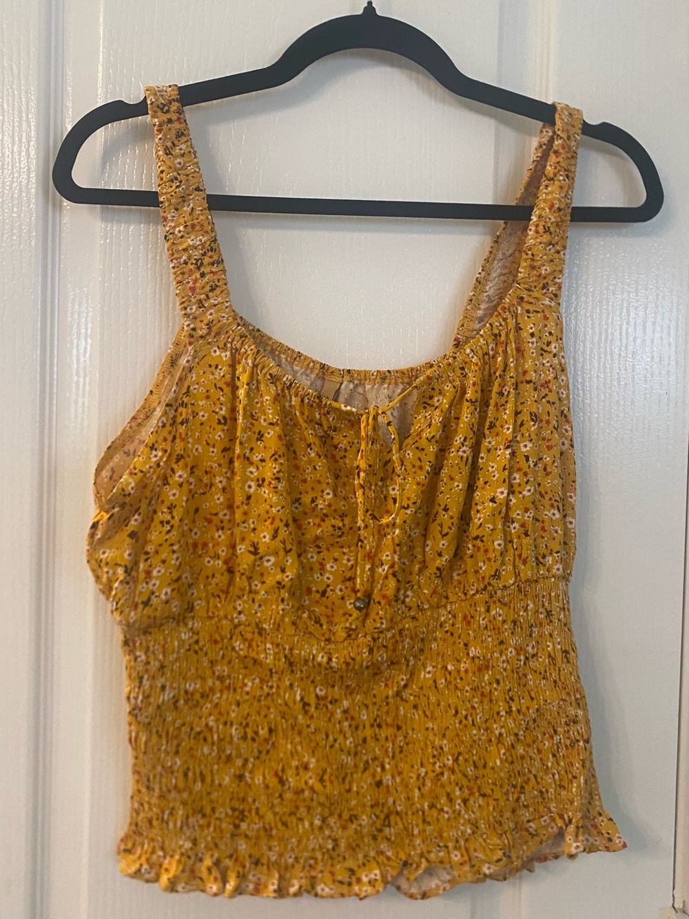 Shyanne Mustard Floral Smocked Cami Tank
